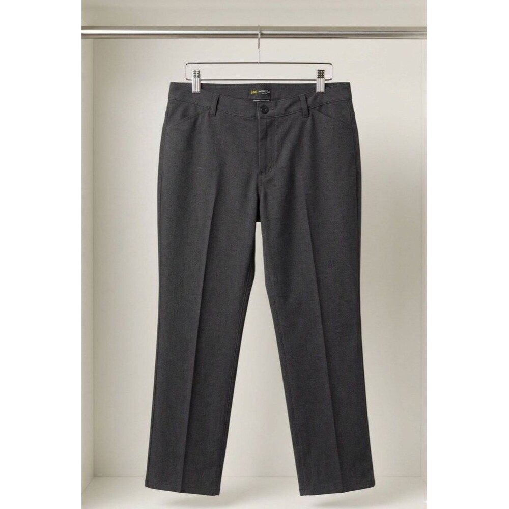 Lee Wash & Wear Charcoal Gray Straight Leg Pants Mid Rise - 14 Short